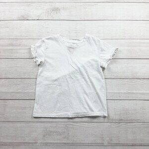 Cat & Jack White Ruffle Sleeve T-Shirt Girls Short Sleeve Basic Tee Top M 8